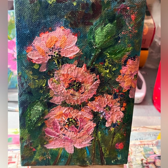 Original acrylic floral still life. 4x6” - Picture 2 of 5